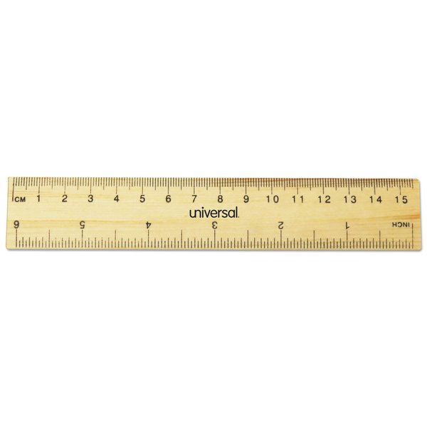 Universal Flat Wood Ruler, Standard/Metric, 6", PK2 UNV59024